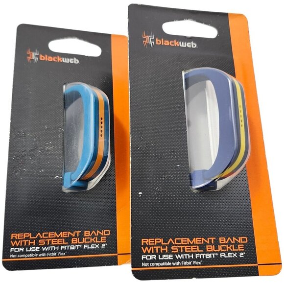 🪻BOGO🪻 2 Blackweb Replacement‎ Bands with Steel Buckles for Fitbit Flex 2 - Picture 3 of 9